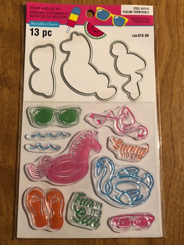Recollections, 13 Piece Pool-Riffic Clear Stamp and Die Kit, For Card Making