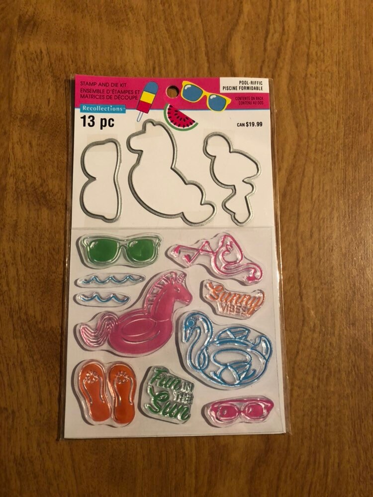 Recollections, 13 Piece Pool-Riffic Clear Stamp and Die Kit, For Card Making