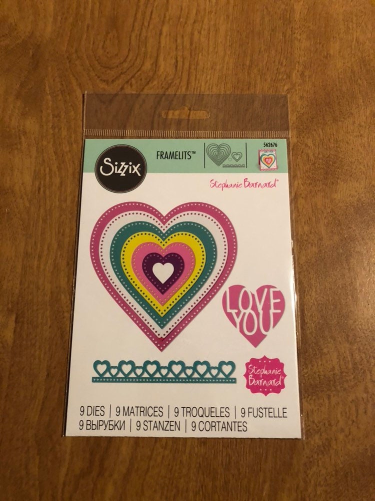 Dotted Hearts, Sizzix Framelits, 9 Pieces Dies Set, By Stephanie Barnard, 562676 For Card Making,