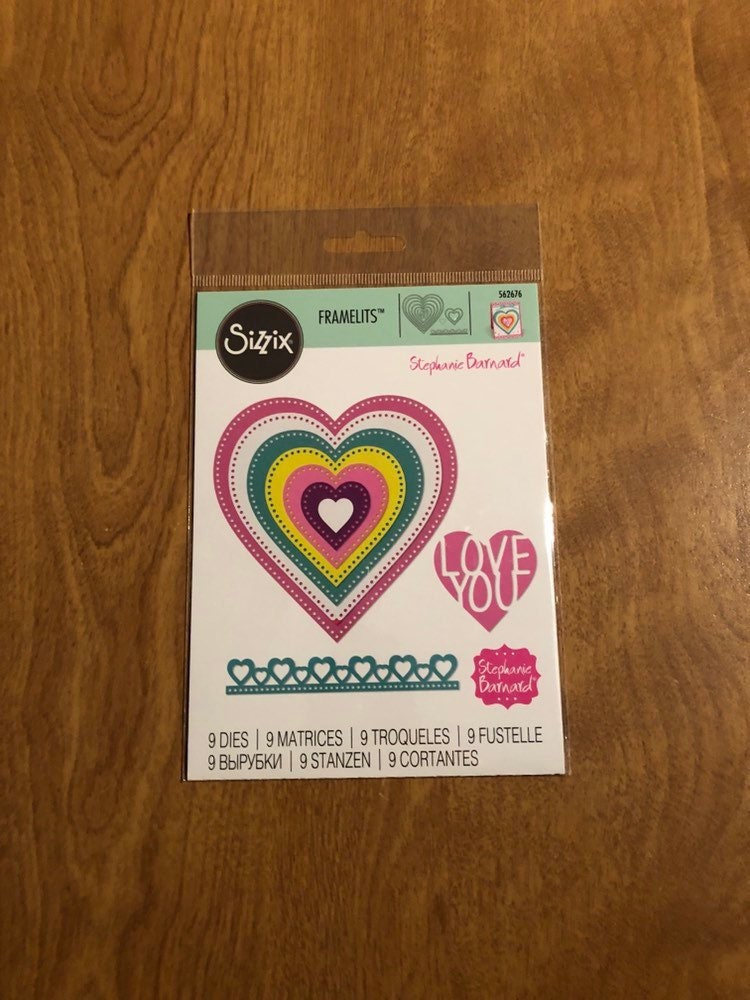 Dotted Hearts, Sizzix Framelits, 9 Pieces Dies Set, By Stephanie Barnard, 562676 For Card Making,