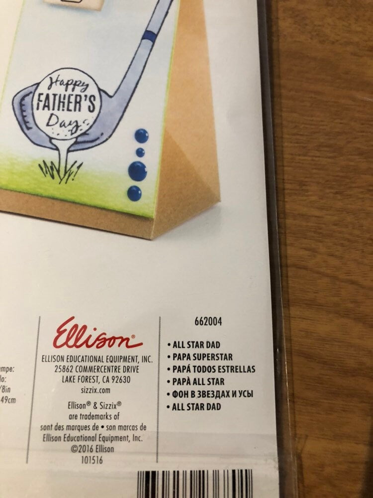 Sizzix All Star Dad 6 Piece Clear Stamps Set by Jen Long 662004