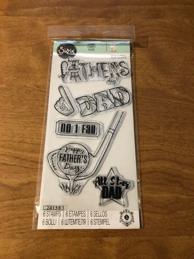 Sizzix All Star Dad 6 Piece Clear Stamps Set by Jen Long 662004