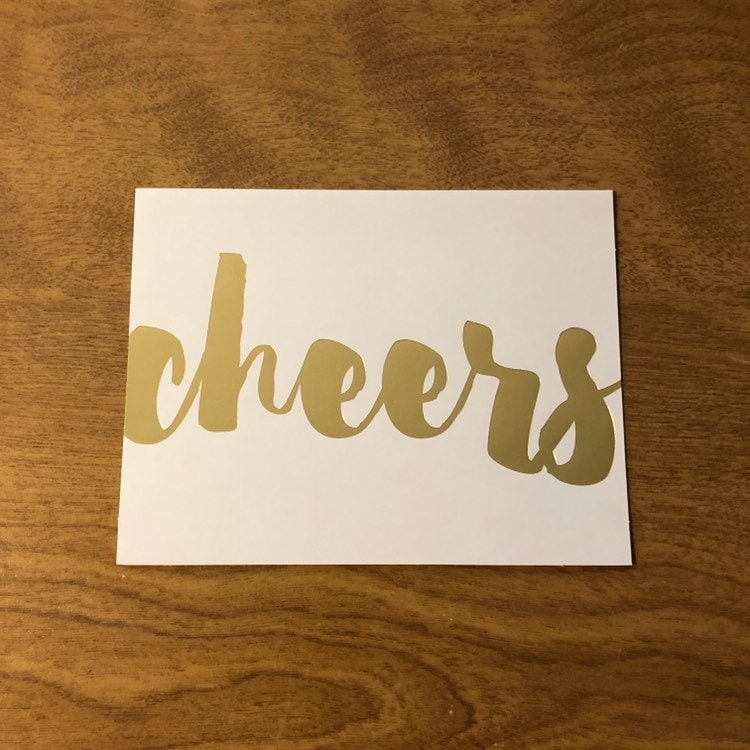 Cheers Gold Foil Blank Card 5 Pack