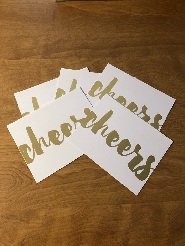 Cheers Gold Foil Blank Card 5 Pack
