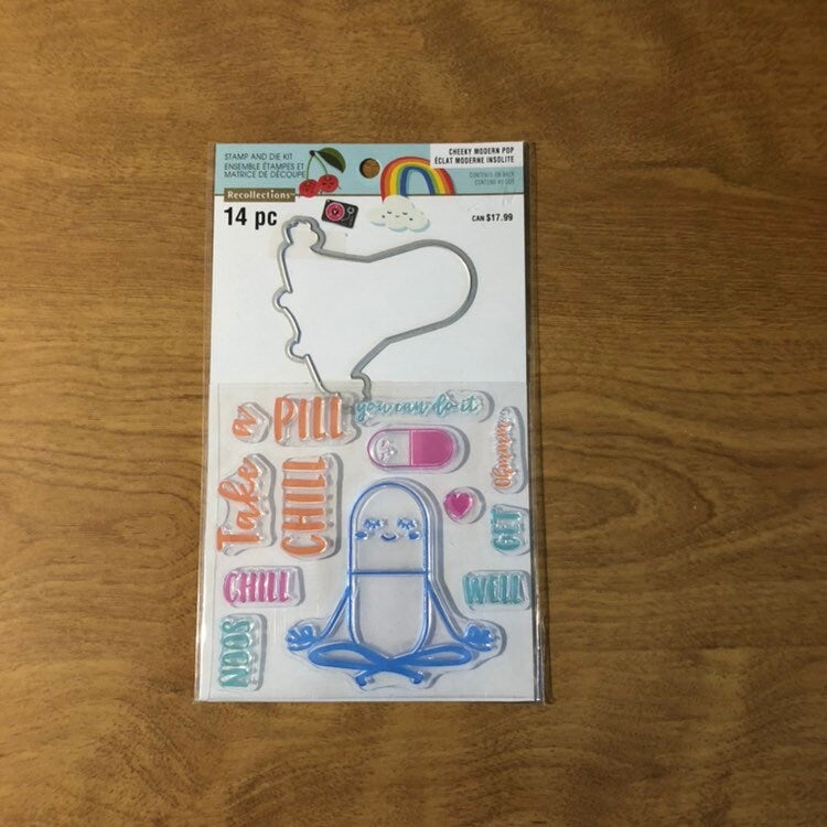Recollections 14 Piece Cheeky Modern Pop Chill Pill Clear Stamp and Die Kit