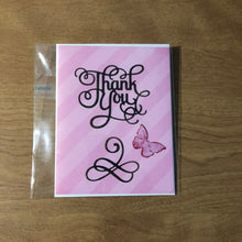 Load image into Gallery viewer, Butterflies Thank You Card Handmade, Choice of 1 or all 3 4.25&quot; x 5.5&quot; 10.7 cm x 13.9 cm.