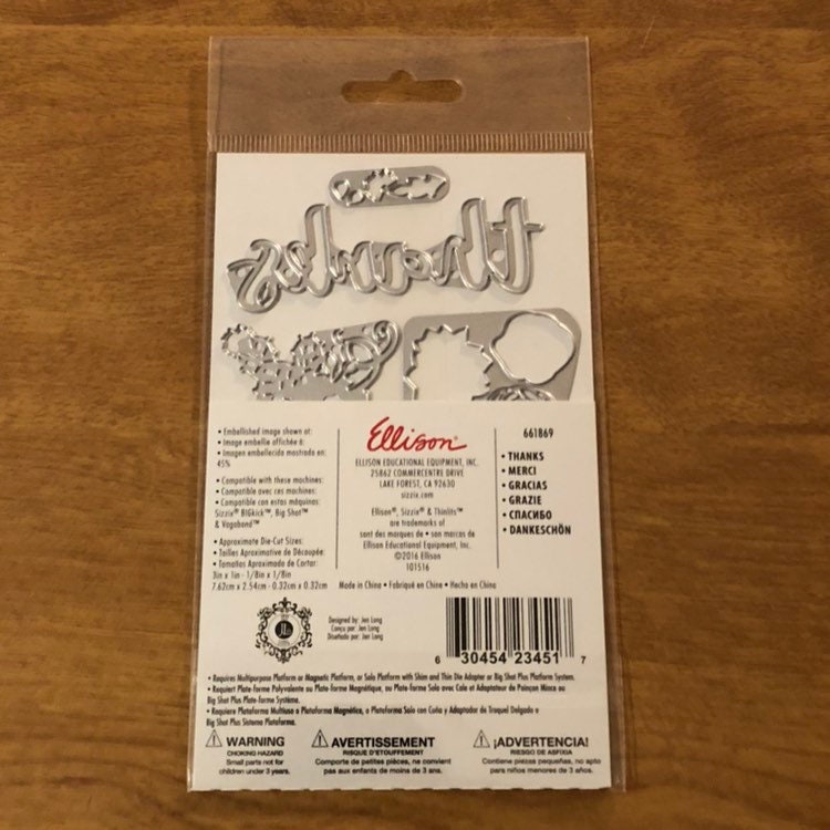Thanks Sizzix Thinlits 4 Dies Set By Jen Long 661869