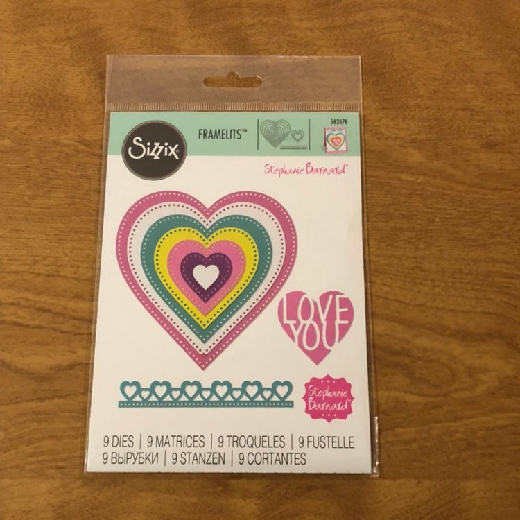Dotted Hearts, Sizzix Framelits, 9 Pieces Dies Set, By Stephanie Barnard, 562676 For Card Making,