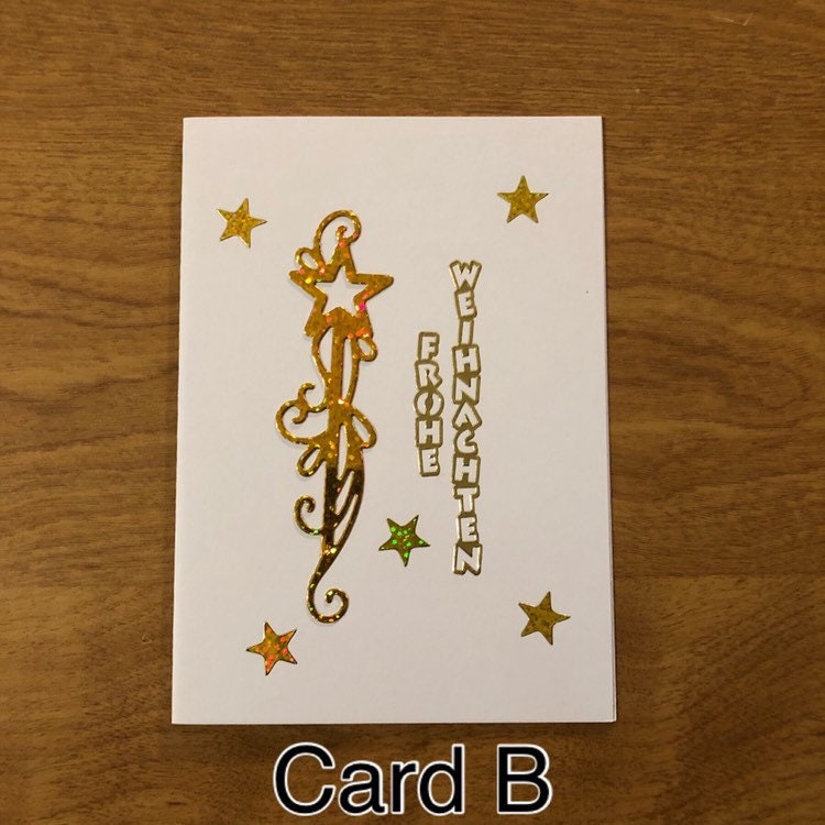 Frohe Weihnachten Sterne Deutsche Karte, Deutsche Weihnachtskarten Handgemacht, Merry Christmas Stars Handmade German Christmas Cards