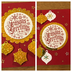 Seasons Greetings, Ornaments Handmade Christmas Card, Choice of One or Both Cards