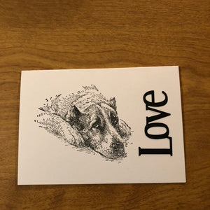 Cat, Heart or Dog Love Handmade Cards, 4"x5.75" 10.5cmx15cm.