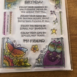 Stampendous Birthday Corners by Laurel Burch Clear Stamp Set SSCL108
