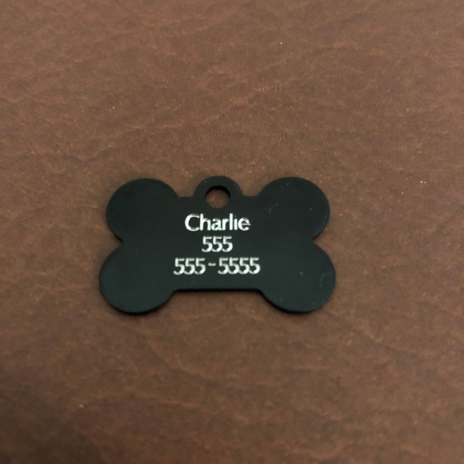 Zebra Pattern Design, Small Black Bone Personalized Aluminum Tag Diamond Engraved, Dog Tag, Puppy Tag, Pet Tag, ID Tags, For Collars, ZPDSBB