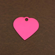 Load image into Gallery viewer, Daisy Floral Print Flowers Small Pink Heart Aluminum Tag Personalized Diamond Engraved Pet Tag, Cat Tag, Dog Tag, For Bags, Collars, DFPSPH