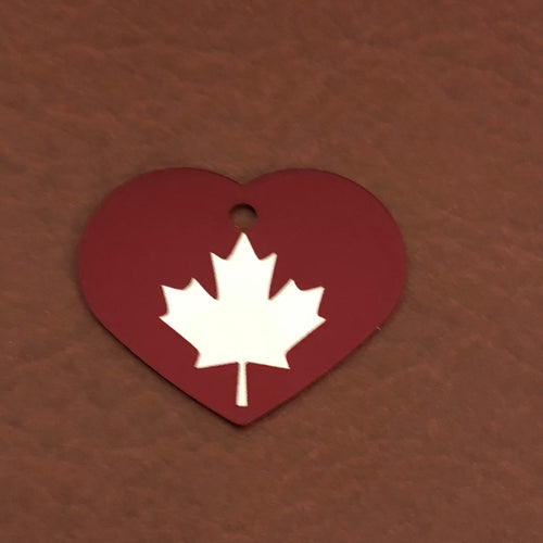 Large Maple Leaf, Heart Aluminum Tag, Diamond Engraved, Personalized Keychain, Key Chains, ID Tags For Bags, Backpacks, Collars Purses