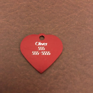 Spoiled, Small Red Heart Aluminum Tag, Personalized Diamond Engraved, Pet Tag, Cat Tag, Dog Tag, Tag For Bags, Backpacks, For Collars. SSRH