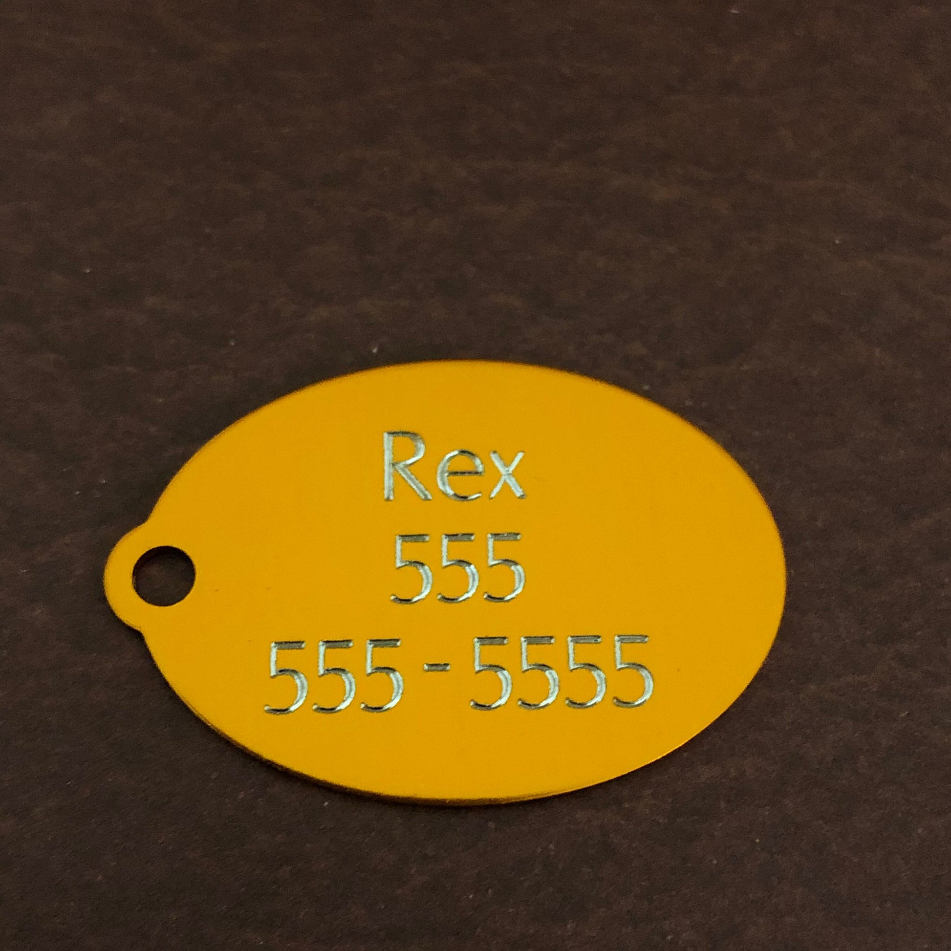 Large Orange Oval, Personalized Aluminum Tag, Diamond Engraved Dog Cat Tag ID Tag Kitty Tag Puppy Tag For Backpacks, Bags Collars Key Chains