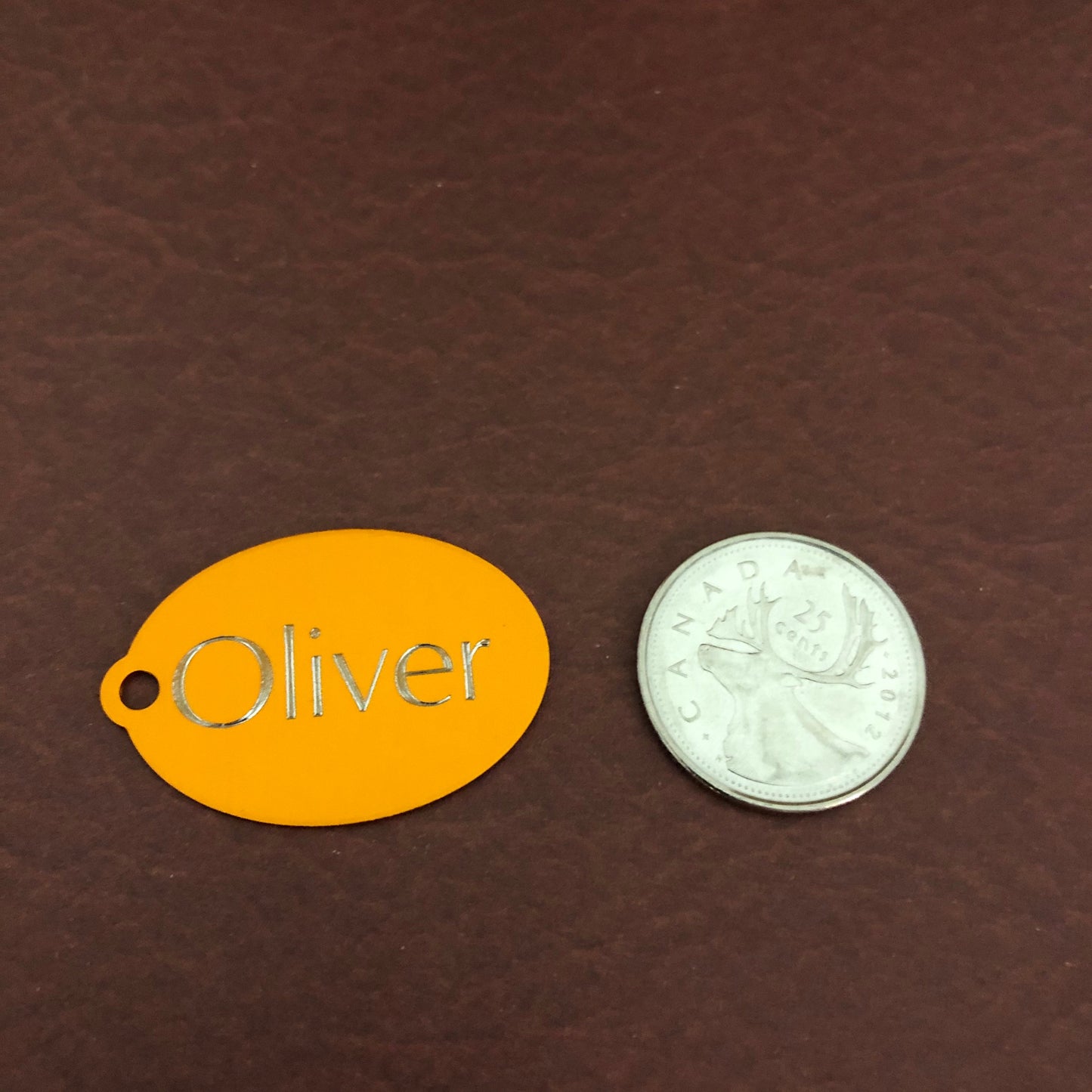 Large Orange Oval, Personalized Aluminum Tag, Diamond Engraved Dog Cat Tag ID Tag Kitty Tag Puppy Tag For Backpacks, Bags Collars Key Chains