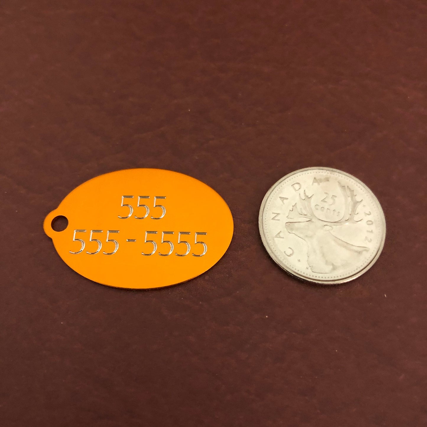 Large Orange Oval, Personalized Aluminum Tag, Diamond Engraved Dog Cat Tag ID Tag Kitty Tag Puppy Tag For Backpacks, Bags Collars Key Chains