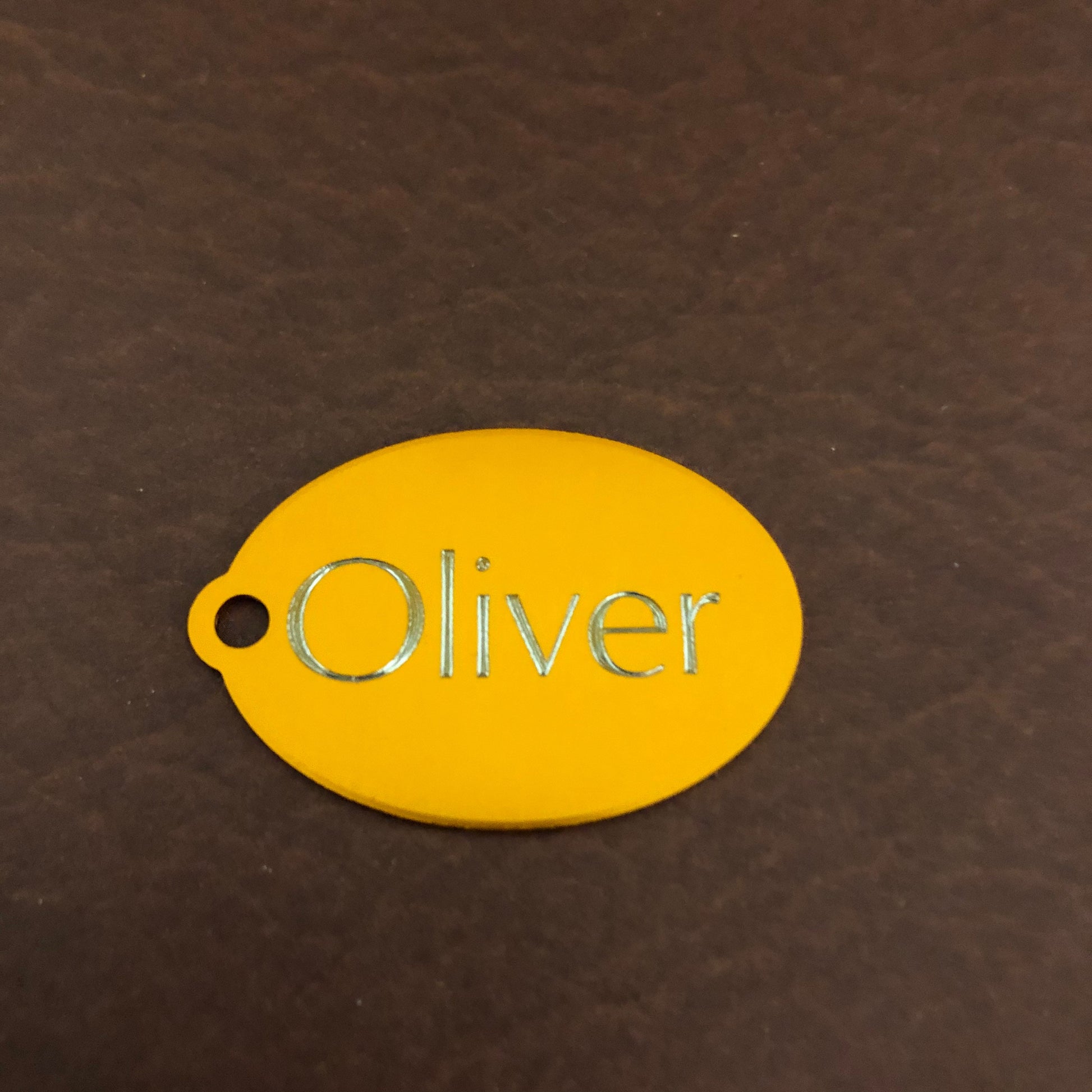 Large Orange Oval, Personalized Aluminum Tag, Diamond Engraved Dog Cat Tag ID Tag Kitty Tag Puppy Tag For Backpacks, Bags Collars Key Chains