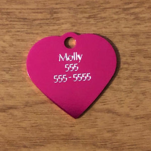 Small Heart Aluminum Tag Personalized Diamond Engraved Pet Cat Dog Human Personal ID Tag For Bags, Backpacks, Key Chains and Collars. PSH