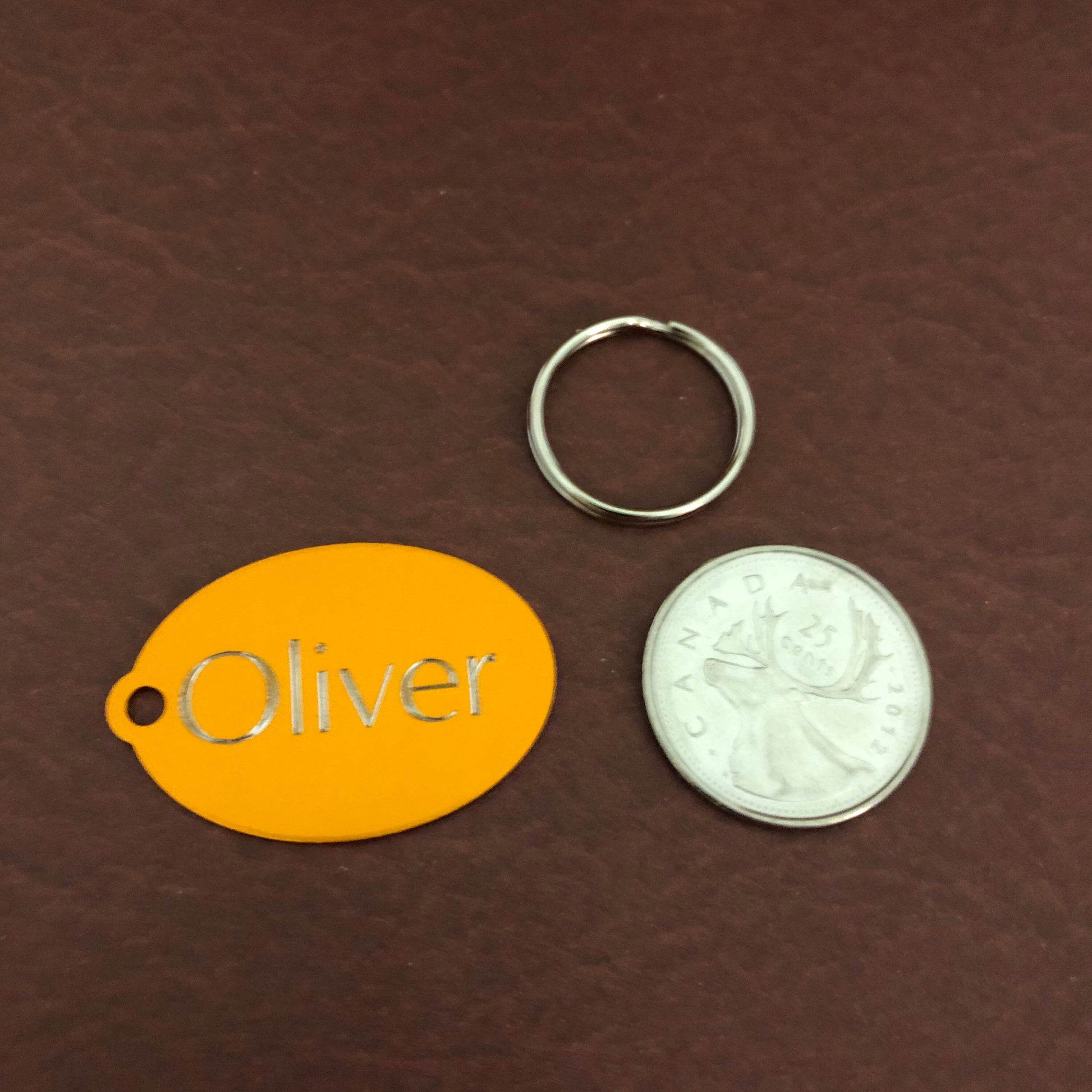 Large Orange Oval, Personalized Aluminum Tag, Diamond Engraved Dog Cat Tag ID Tag Kitty Tag Puppy Tag For Backpacks, Bags Collars Key Chains