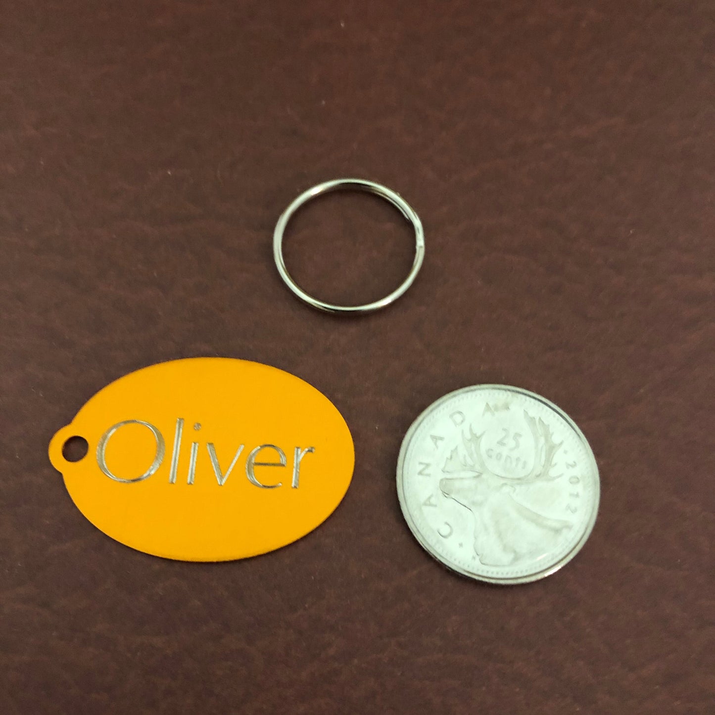 Large Orange Oval, Personalized Aluminum Tag, Diamond Engraved Dog Cat Tag ID Tag Kitty Tag Puppy Tag For Backpacks, Bags Collars Key Chains