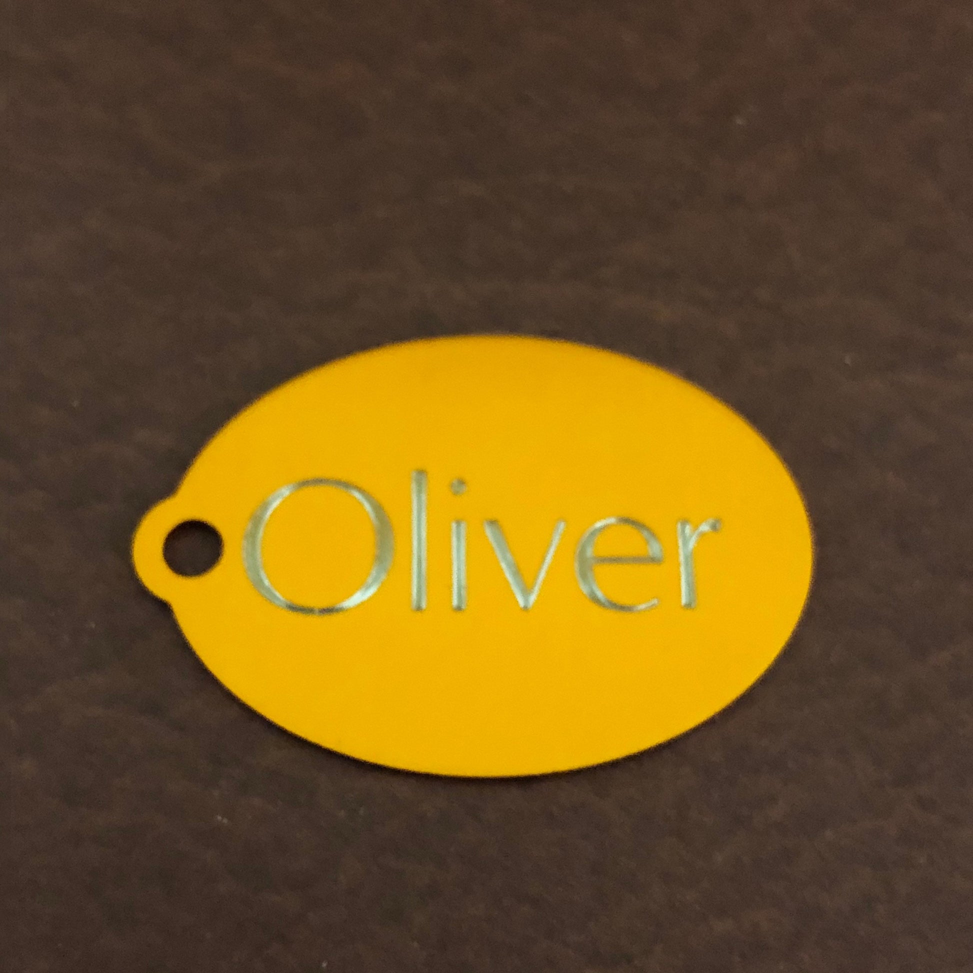 Large Orange Oval, Personalized Aluminum Tag, Diamond Engraved Dog Cat Tag ID Tag Kitty Tag Puppy Tag For Backpacks, Bags Collars Key Chains