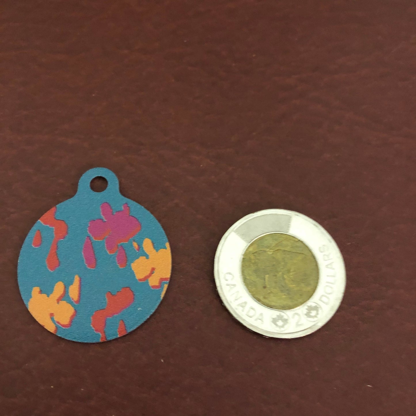 Wet Paint Dog Tag Large Circle Tag Personalized Aluminum Tag Diamond Engraved Puppy Tag