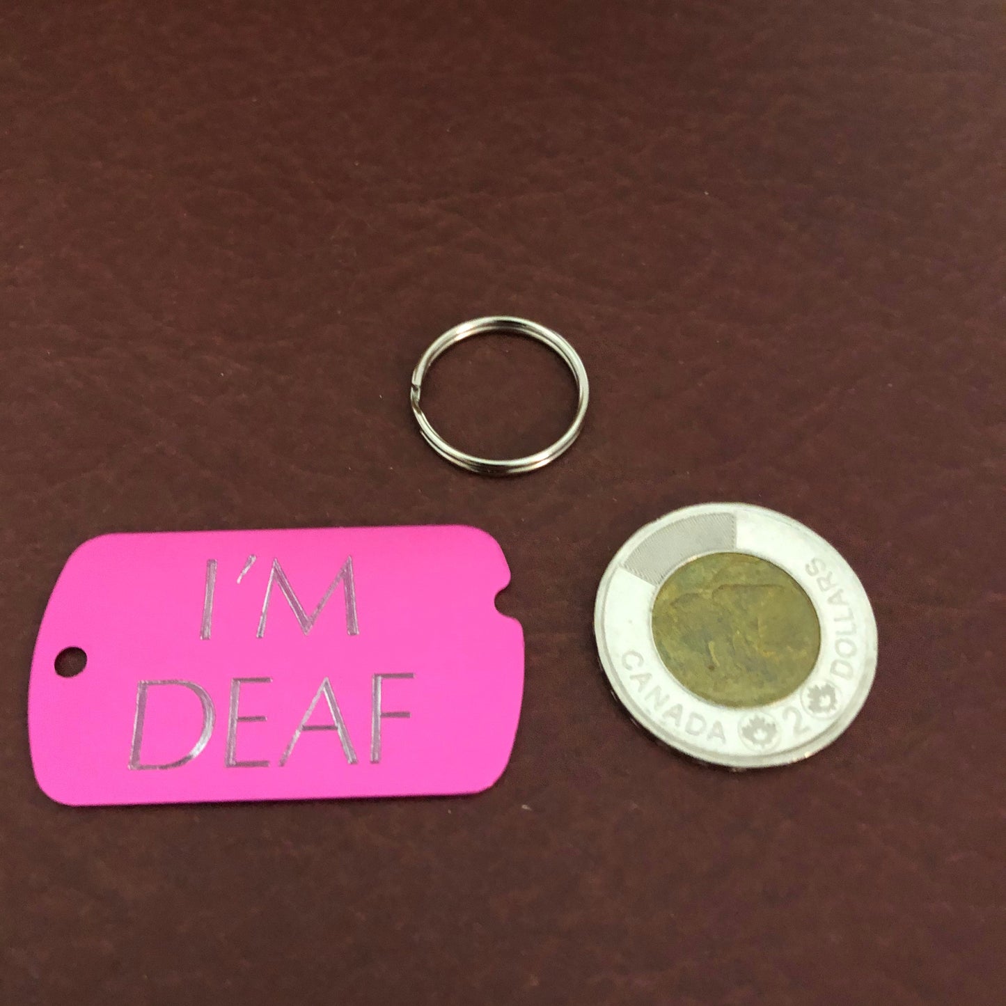 I'M DEAF Personalized Aluminum ID Tag Diamond Engraved Perfect For Carry-on, Backpacks, Equipment Bags, Key Chains Suitcases