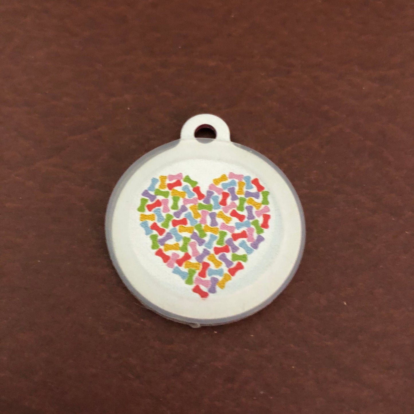 Heart With Bones Dog Tag Cat Tag Large Circle Tag Personalized Aluminum Tag Diamond Engraved Puppy Tag Kitty Tag For Dog Collar