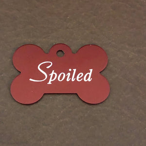 Spoiled Large Red Bone Personalized Aluminum Tag Diamond Engraved Dog Tag Puppy Tag