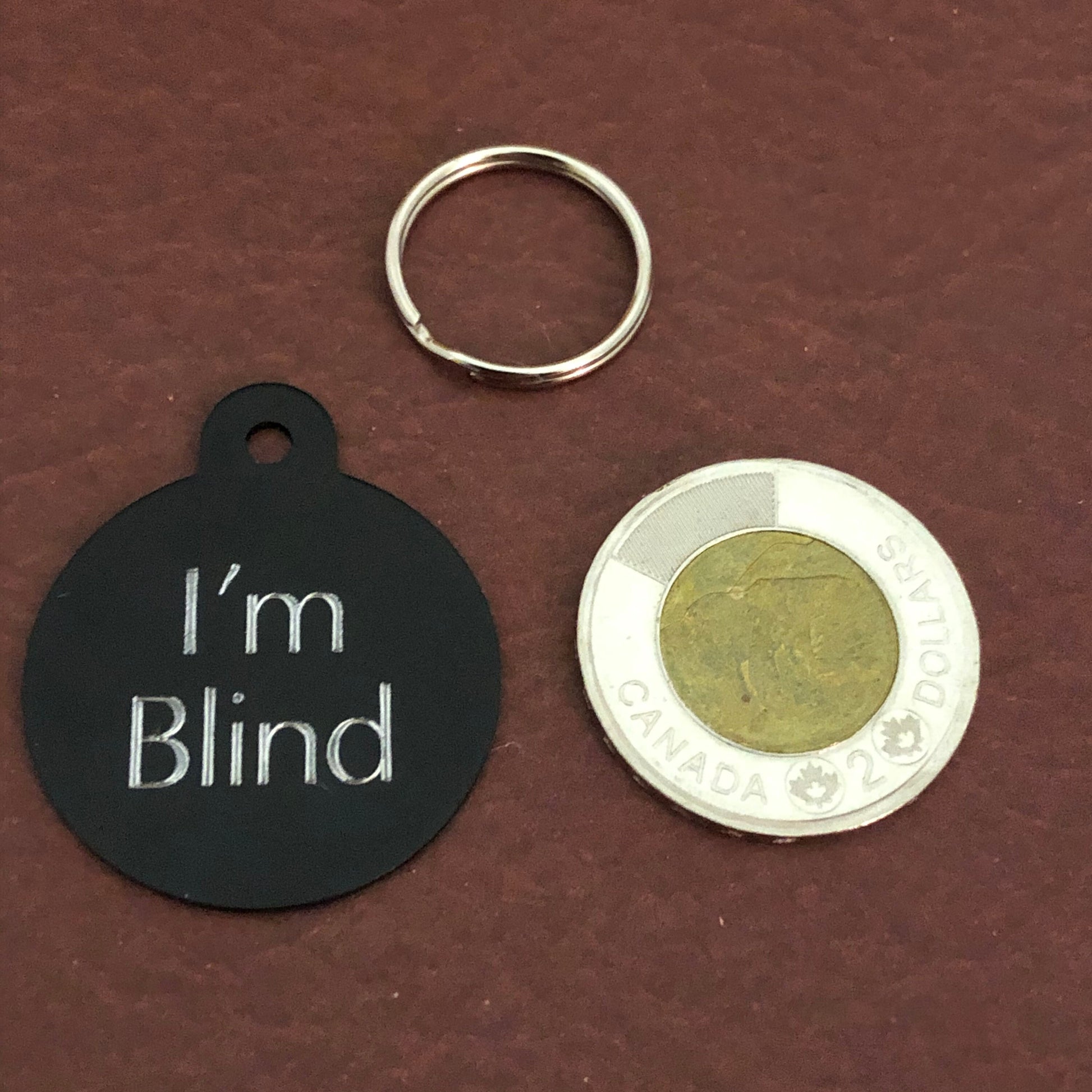 I'm Blind, Large Circle Aluminum Tag, Personalized Diamond Engraved, Cat Tag, Dog Tag, Puppy Tag, ID Tags, For Dog Collar, For Cat Collar