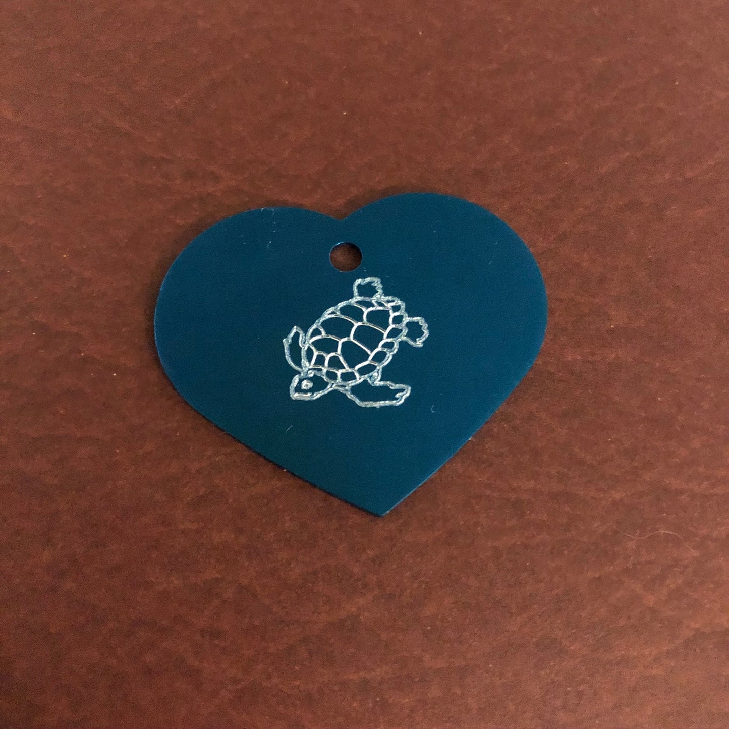 Turtle Large Heart Aluminum Tag, Personalized Diamond Engraved, Pet Tag, Cat Tag, Dog Tag, id tag, for Bags, Backpacks, Key Chains CA9APLHT