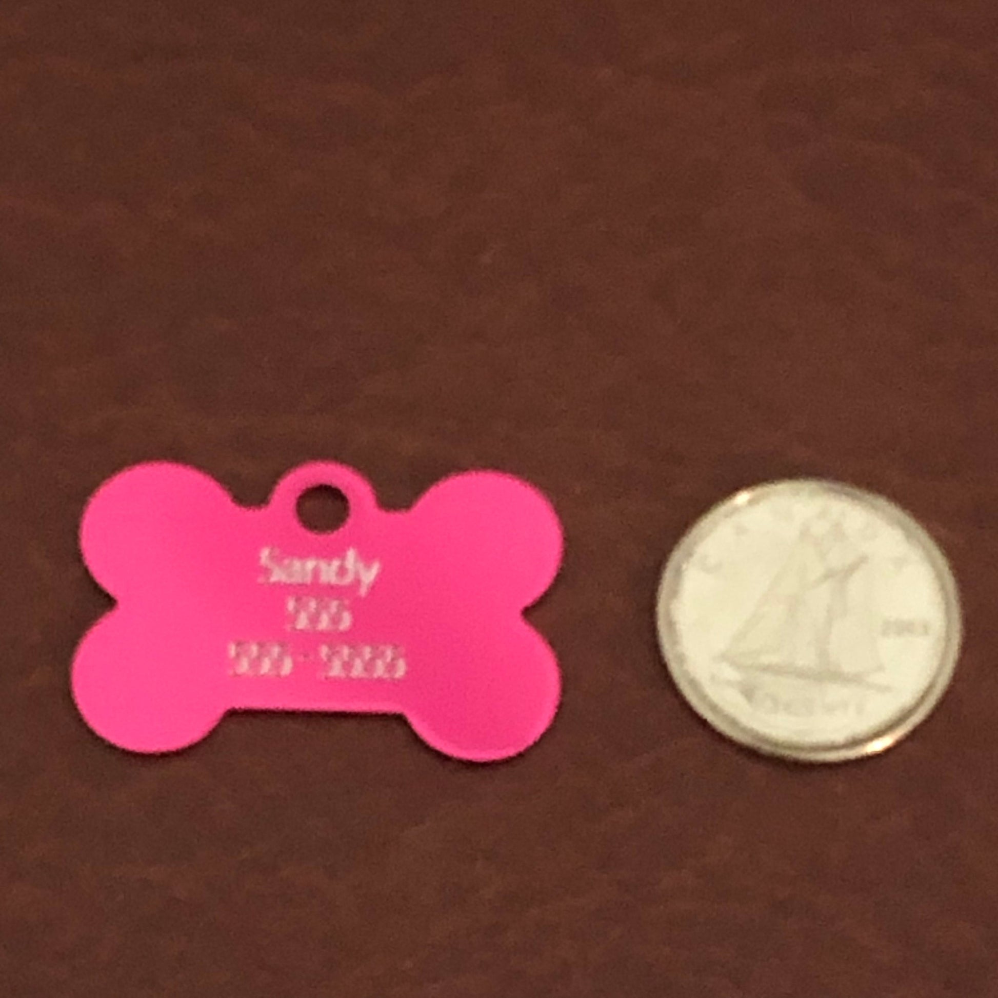 Princes Crown Design, Small Pink Bone, Personalized Aluminum Tag, Diamond Engraved, Dog Tag, Pet Tag, Puppy, ID Tags For Dog Collars, PCSPB