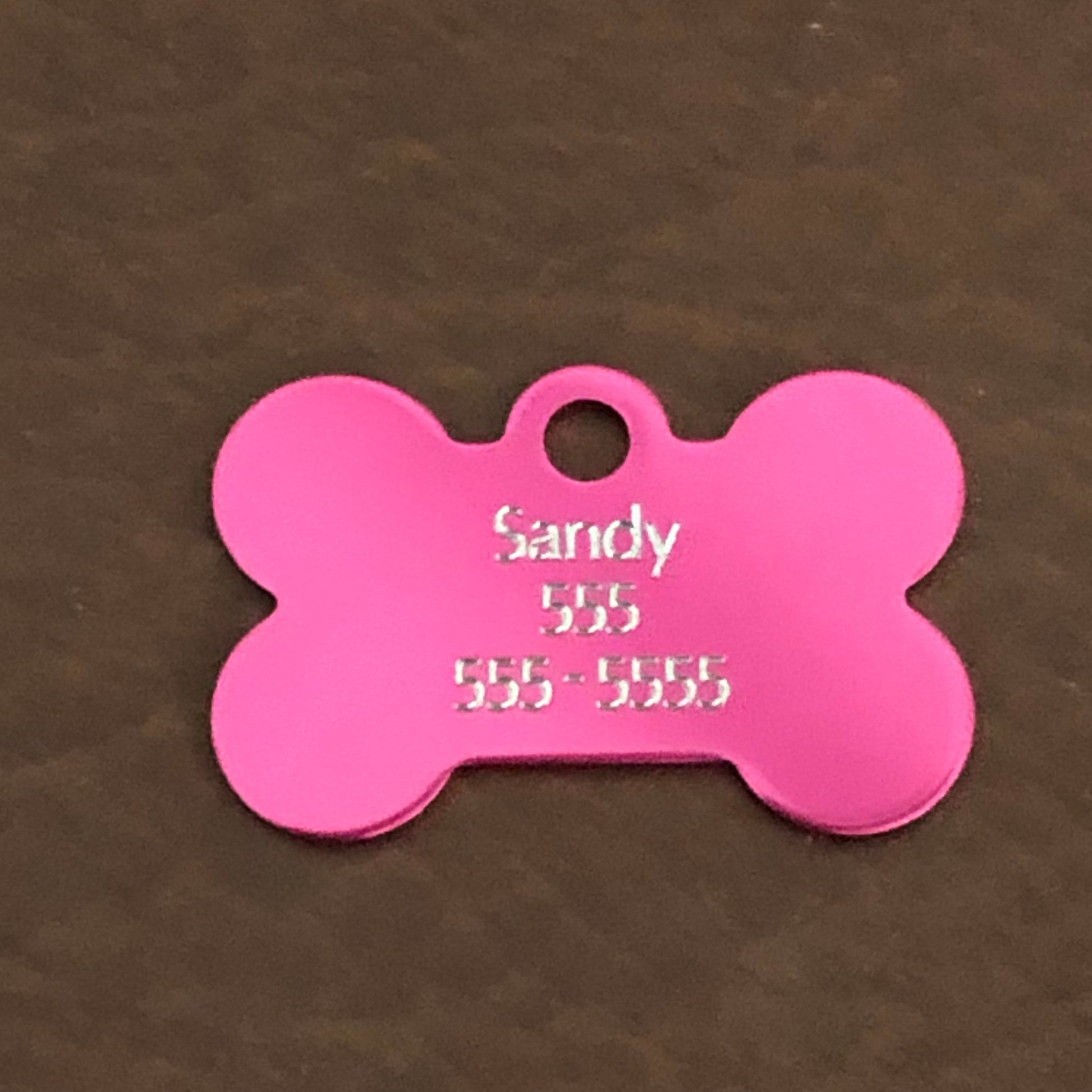 Princes Crown Design, Small Pink Bone, Personalized Aluminum Tag, Diamond Engraved, Dog Tag, Pet Tag, Puppy, ID Tags For Dog Collars, PCSPB