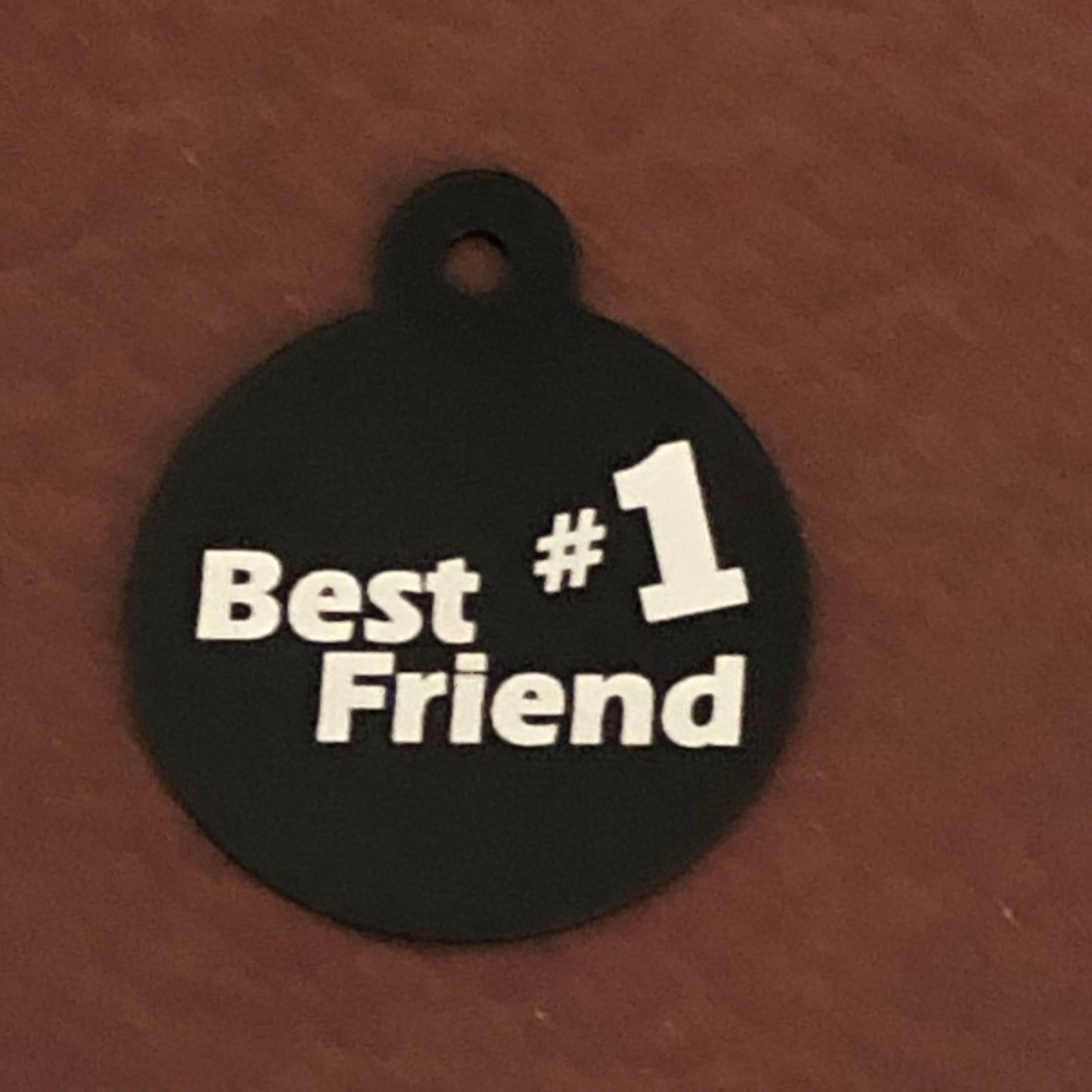 Best Friend #1, BFF, Large Circle Tag, Black Personalized Aluminum Tag, Diamond Engraved Dog Tag Cat Tag Animal Tag Puppy Tag For Dog Collar