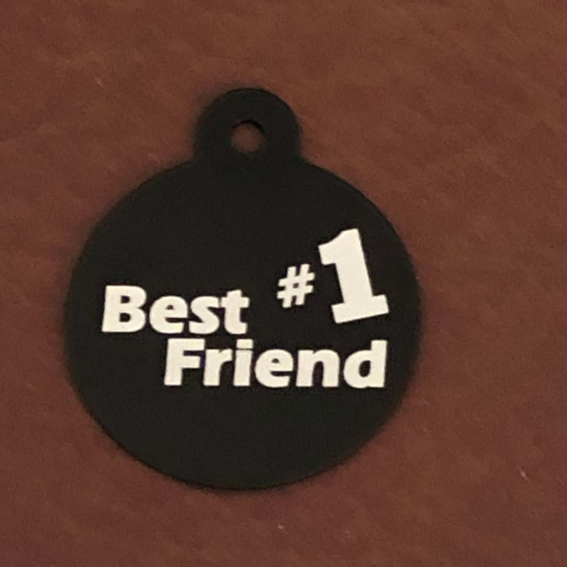 Best Friend #1, BFF, Large Circle Tag, Black Personalized Aluminum Tag, Diamond Engraved Dog Tag Cat Tag Animal Tag Puppy Tag For Dog Collar