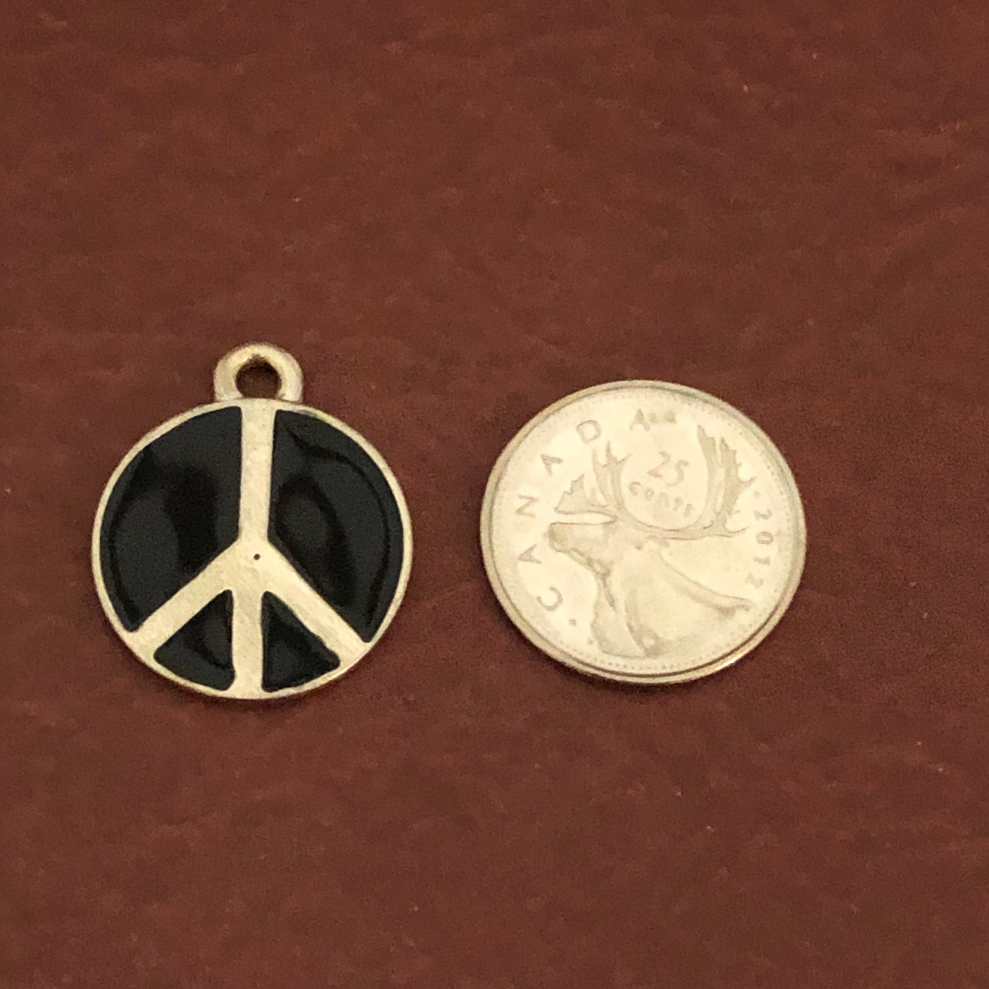 Black Peace Sign Small Pewter Circle Tag Personalized Diamond Engraved Dog Tag, Cat Tag For Dog Collar, For Cat Collar, BPSSPC