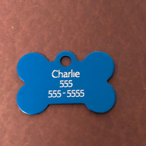 Small Bone, Personalized Aluminum Tag, Diamond Engraved, Dog Tag, ID Tag, Puppy Tag, Tag for Dog Collar, Lost Dog ID, SBPABT