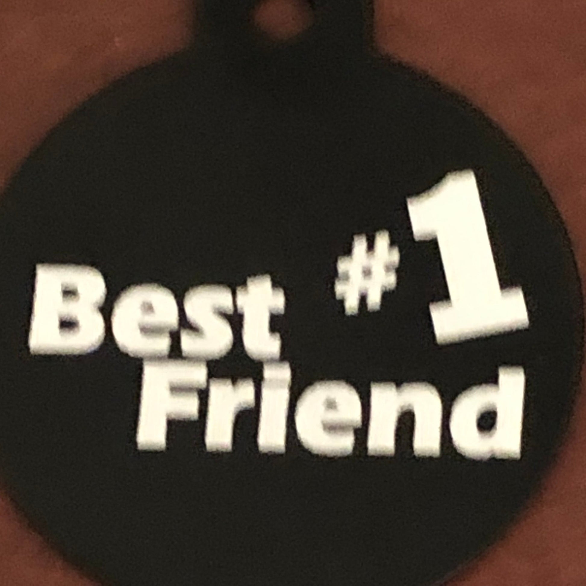 Best Friend #1, BFF, Large Circle Tag, Black Personalized Aluminum Tag, Diamond Engraved Dog Tag Cat Tag Animal Tag Puppy Tag For Dog Collar