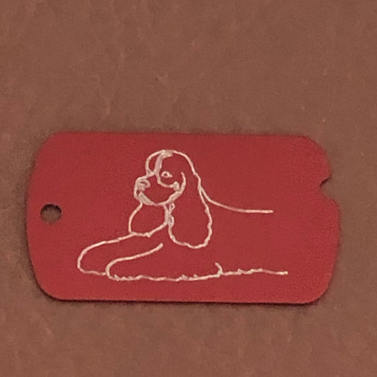 Cocker Spaniel Dog, ID Tag Personalized Aluminum Diamond Engraved Perfect for Carry-on, Backpacks, Bags, Key Chain Suitcase, CABAMI