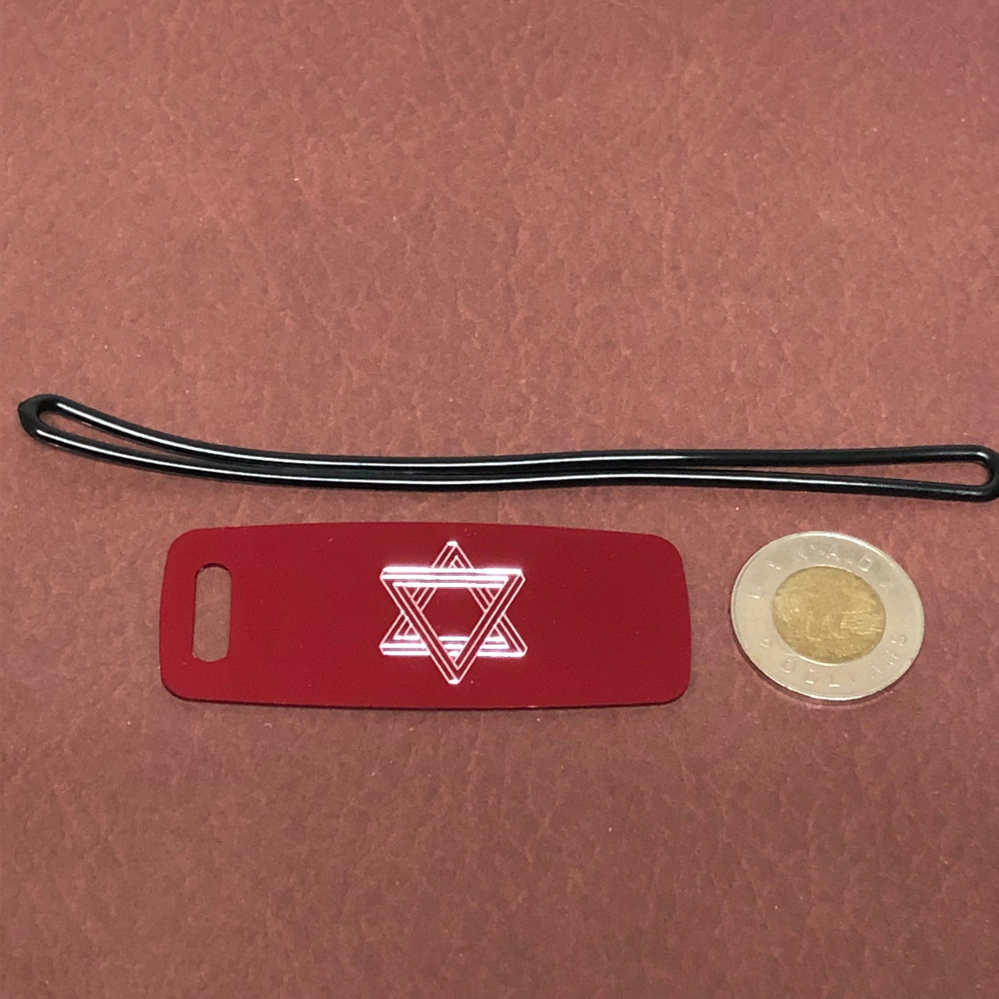 The Star of David, Magen David, Aluminum Personalized Red Luggage Tag, Diamond Engraved, Carry-on, Backpack, Suitcases CAdAPLT
