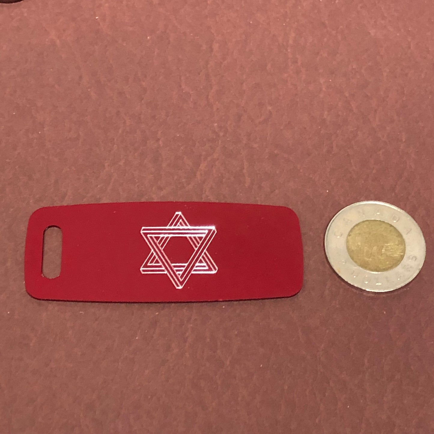 The Star of David, Magen David, Aluminum Personalized Red Luggage Tag, Diamond Engraved, Carry-on, Backpack, Suitcases CAdAPLT