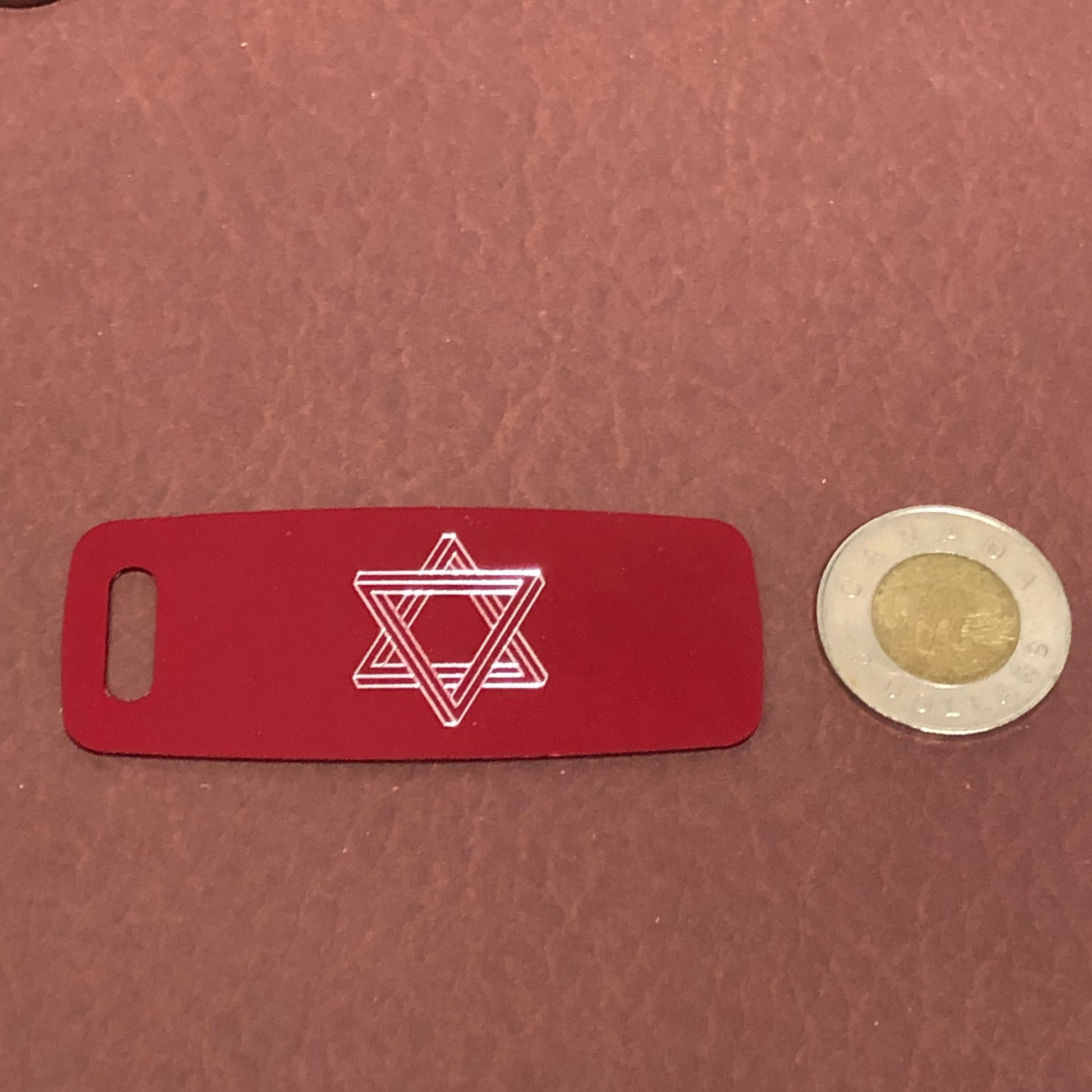 The Star of David, Magen David, Aluminum Personalized Red Luggage Tag, Diamond Engraved, Carry-on, Backpack, Suitcases CAdAPLT