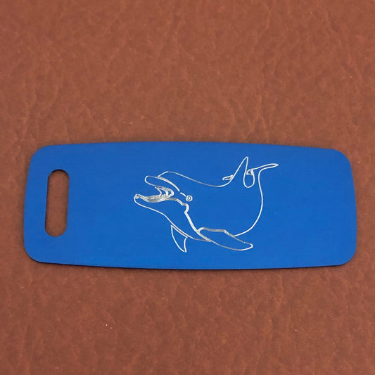 Dolphin, Aluminum Personalized Red Luggage Tag, Diamond Engraved, Perfect For Carry-on, Backpack, Suitcases CAlAPLT