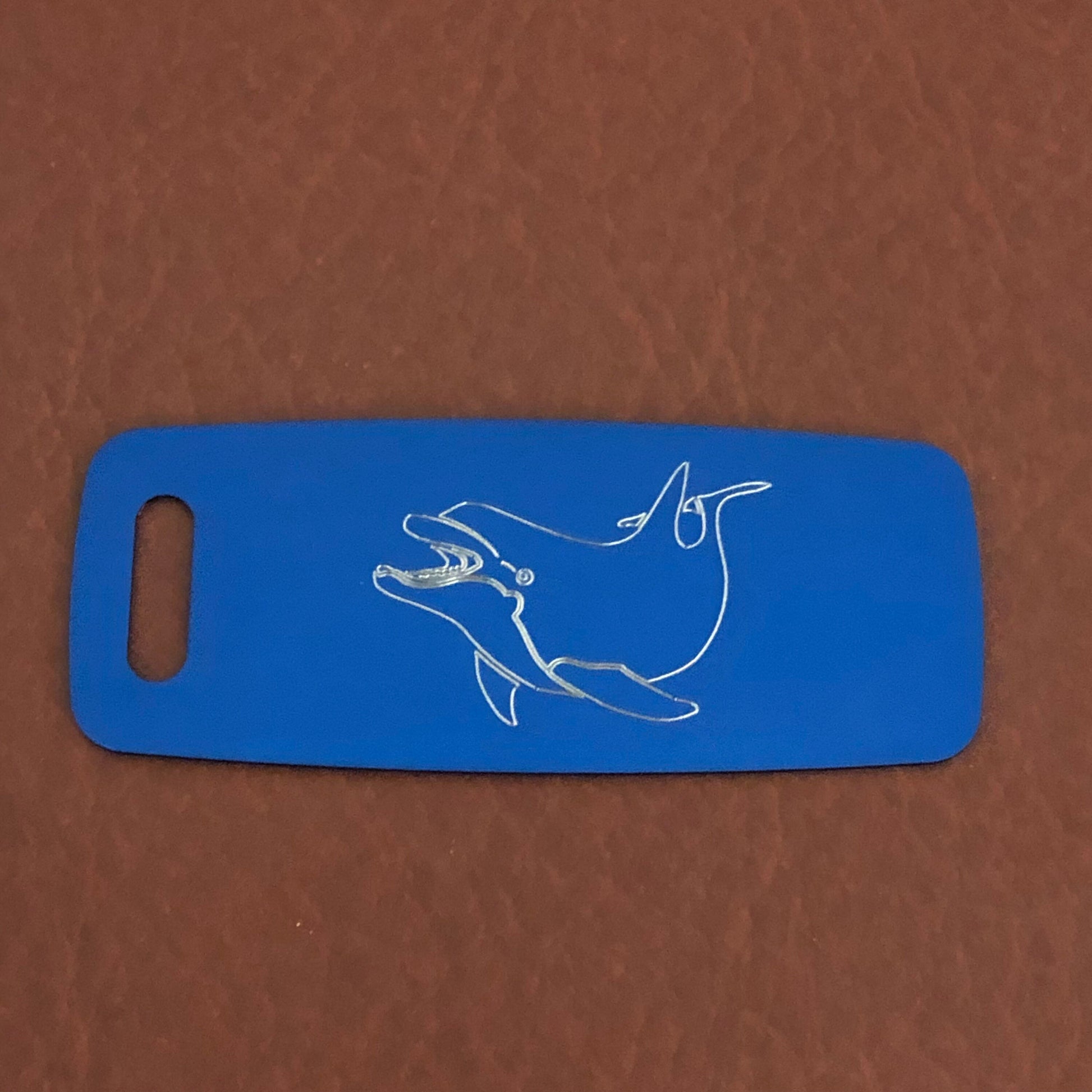 Dolphin, Aluminum Personalized Red Luggage Tag, Diamond Engraved, Perfect For Carry-on, Backpack, Suitcases CAlAPLT