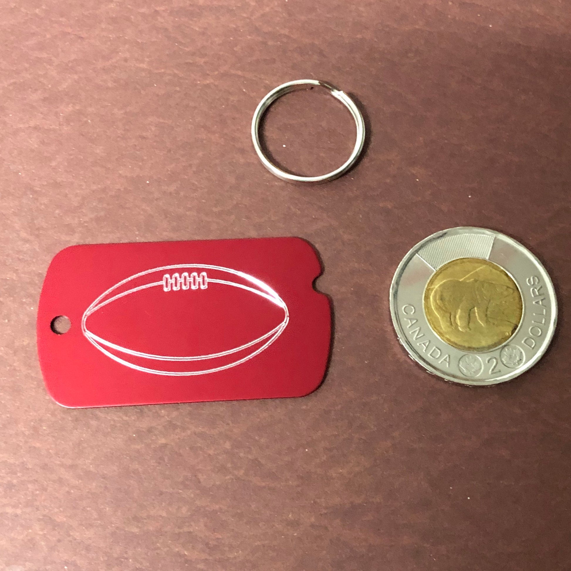 Football, Personalized Aluminum ID Tag Diamond Engraved, For Backpacks, Equipment Bags, Key Chains, Keychains, Suitcases, CAvAMI
