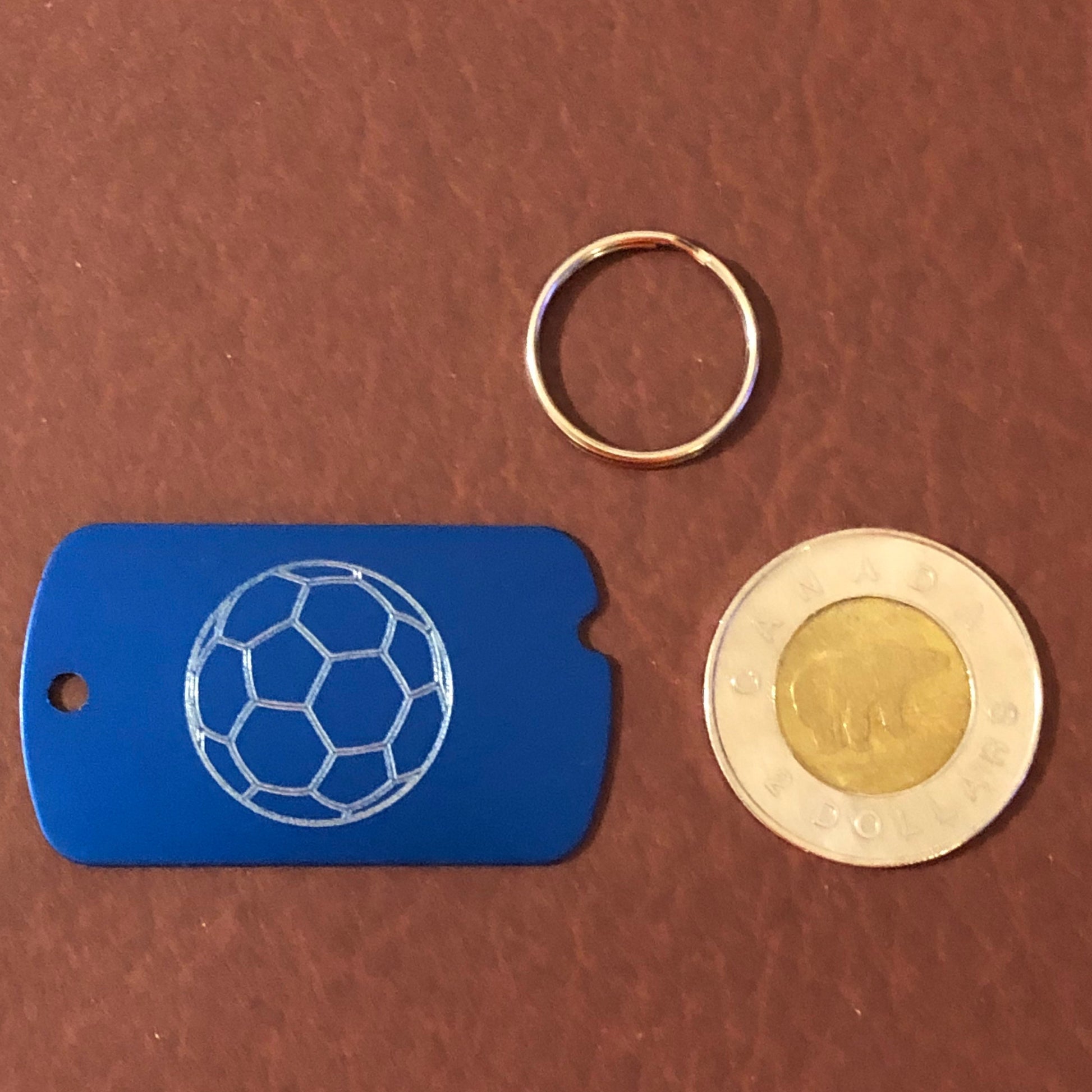 Soccer Ball Personalized Aluminum ID Tag Diamond Engraved, Backpacks, Equipment Bags, Key Chains, Suitcases, CAxAMI