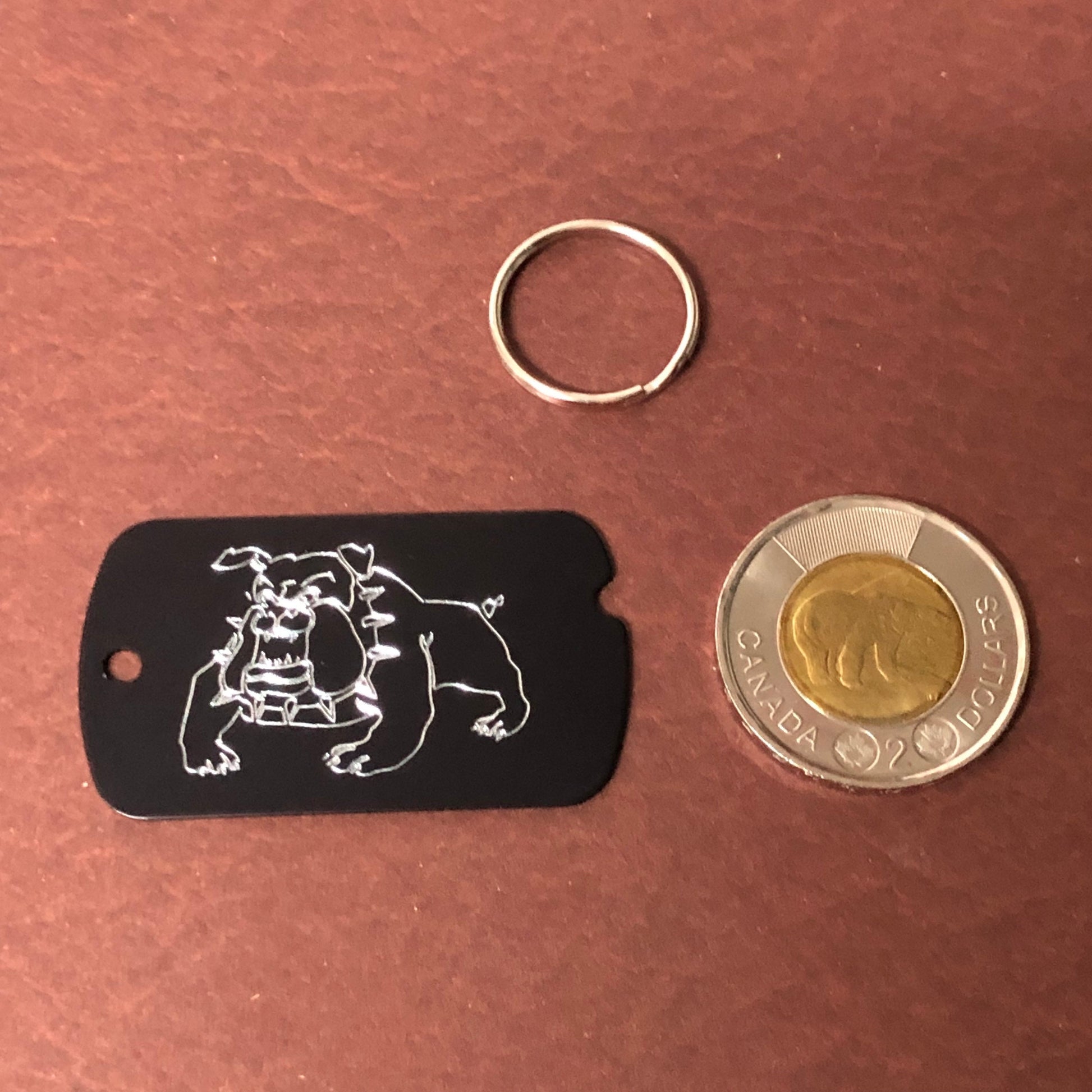 Bulldog, Personalized Aluminum ID Tag Diamond Engraved, For Backpacks, Equipment Bags, Key Chains, Keychains, Suitcases, CAJAMI